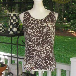 Carlisle Sleeveless Silk Sweater Shell luxury style pullover animal print Medium
